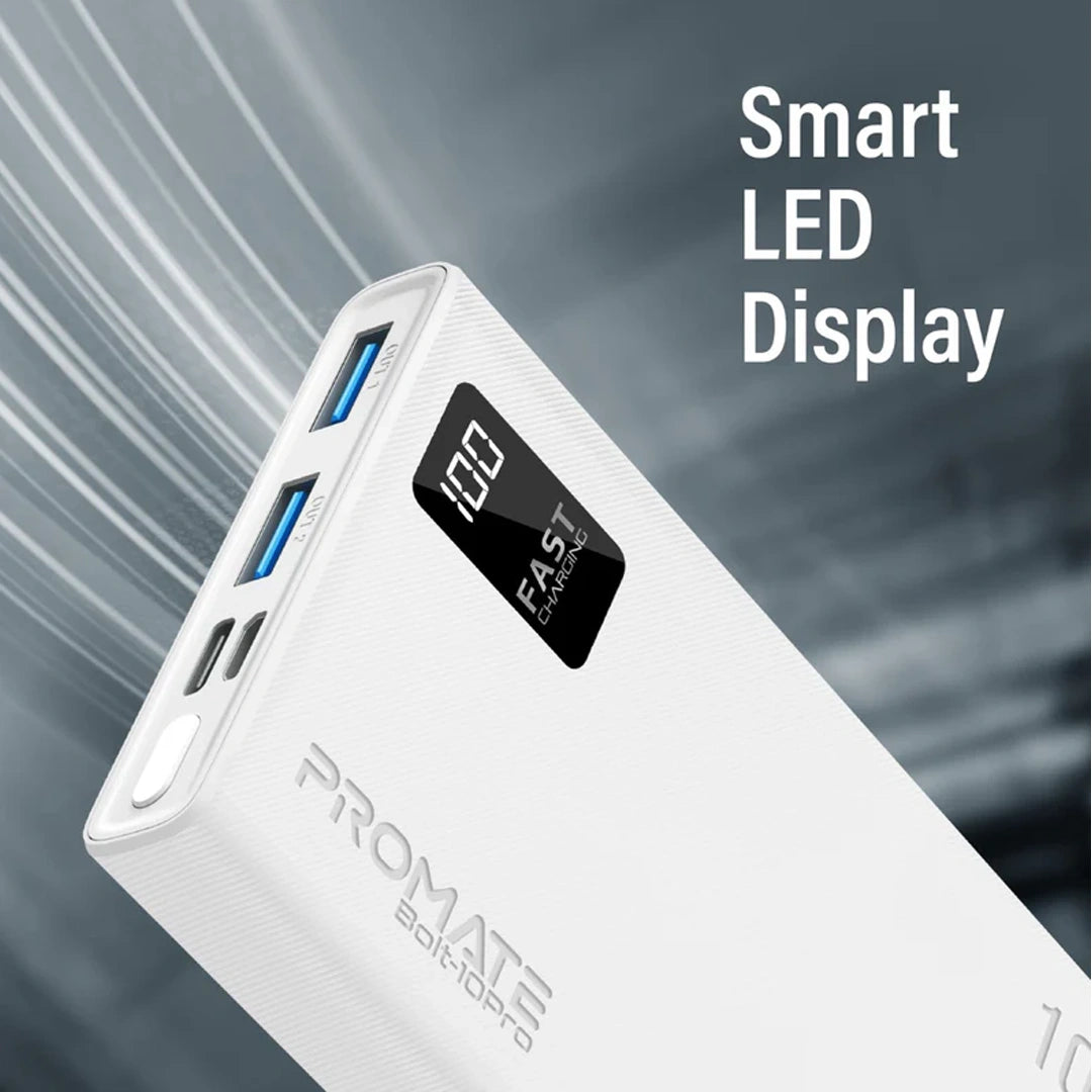 Promate Bolt-10 Pro Slim Design 10000mAh Power Bank with LCD in Qatar Promate Bolt-10 Pro Slim Design 10000mAh Power Bank with LCD in Qatar